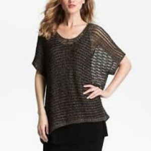 Eileen Fisher Linen Metallic Mesh Tunic Sweater
